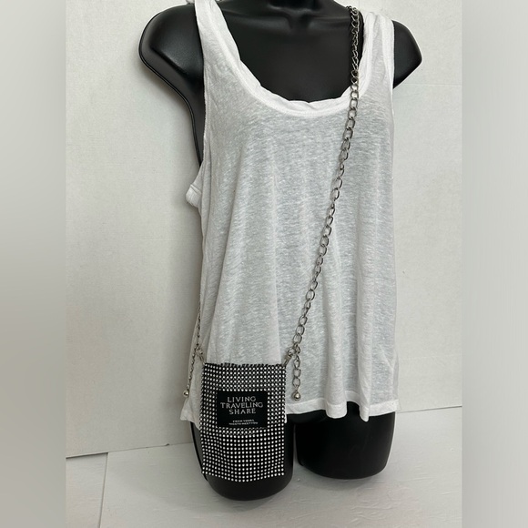 Sparkly Rhinestone Mobile Phone Mini Crossbody Bag/Pouch, silver - Picture 2 of 12